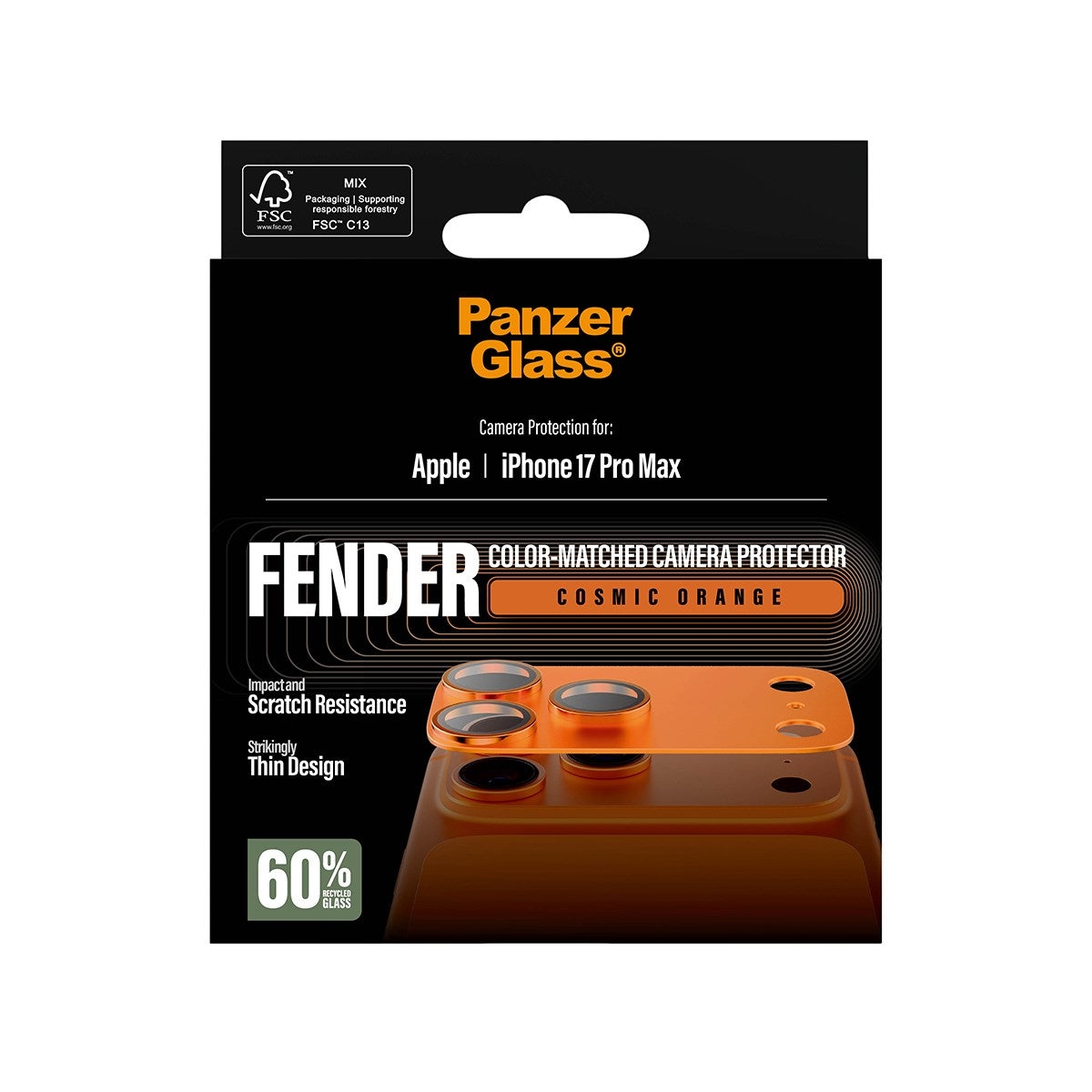 PanzerGlass® Fender Kameraschutz Cosmic Orange iPhone 17 Pro Max